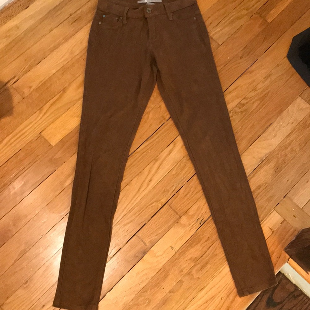 Tractr jeggings in faux suede